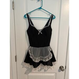 Lady Princess French Maid Style Chemise – Size Large – White & Black